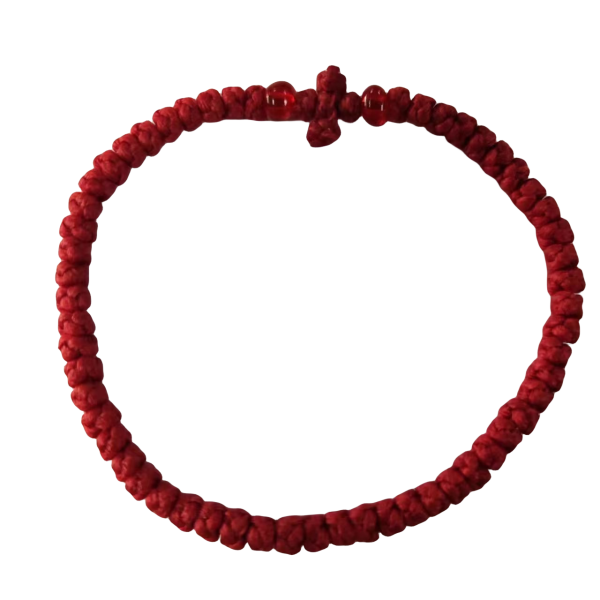Greek Orthodox prayer rope Komboskini 61, knotted wax thread bracelet, Greek cross prayer rope bracelet