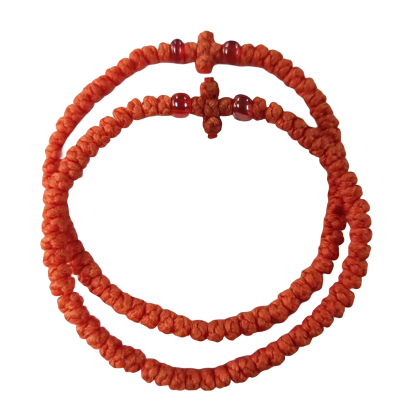 Greek Orthodox prayer rope Komboskini 61 knotting fine wax thread bracelet, Greek cross prayer rope bracelet