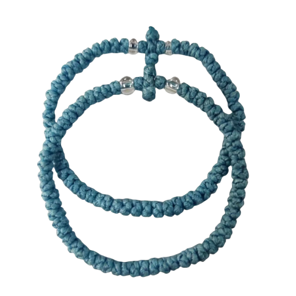 Factory Custom Orthodox Prayer Rope Bracelet for Kids, Brojanica, Komboskini, Chotki, Thin Waxed Thread Prayer Rope Bracelets blue color