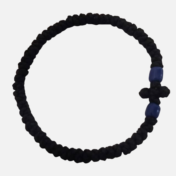 Factory Custom Orthodox Prayer Rope Bracelet for Kids, Brojanica, Komboskini, Chotki, Thin Waxed Thread Prayer Rope Bracelets Light Fruit Black and dark blue beads