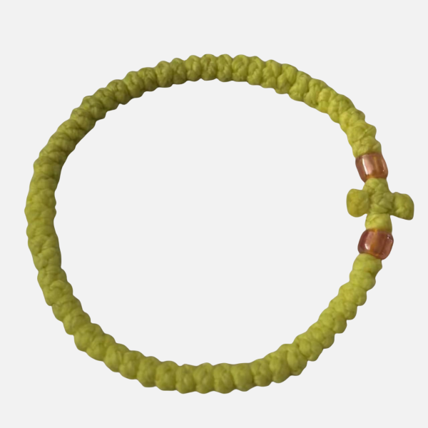 Factory Custom Orthodox Prayer Rope Bracelet for Kids, Brojanica, Komboskini, Chotki, Thin Waxed Thread Prayer Rope Bracelets Light Fruit green and Red beads