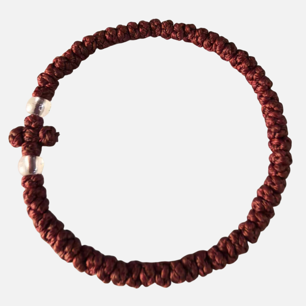 Factory Custom Orthodox Prayer Rope Bracelet for Kids, Brojanica, Komboskini, Chotki, Thin Waxed Thread Prayer Rope Bracelets Wine red and Transparent beads