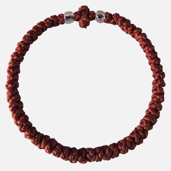 Factory Custom Orthodox Prayer Rope Bracelet for Kids, Brojanica, Komboskini, Chotki, Thin Waxed Thread Prayer Rope Bracelets Light red and Transparent beadsc