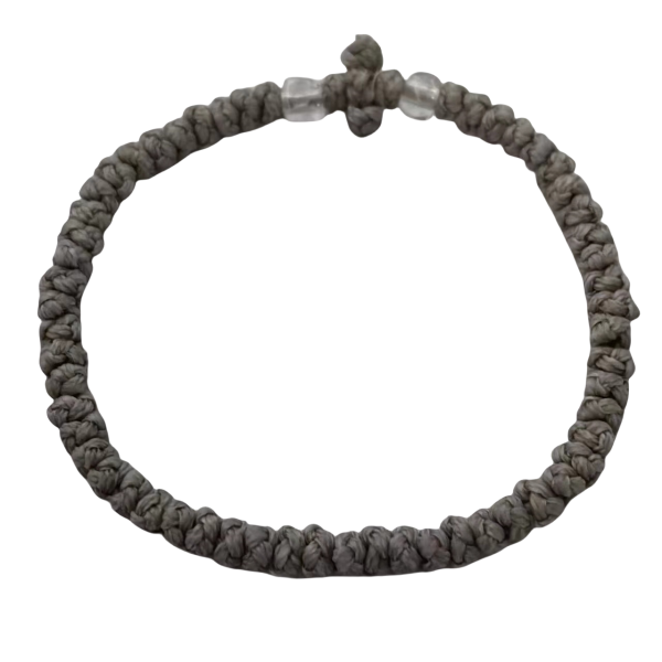 Factory Custom Orthodox Prayer Rope Bracelet for Kids, Brojanica, Komboskini, Chotki, Thin Waxed Thread Prayer Rope Bracelets gray and lucency beads