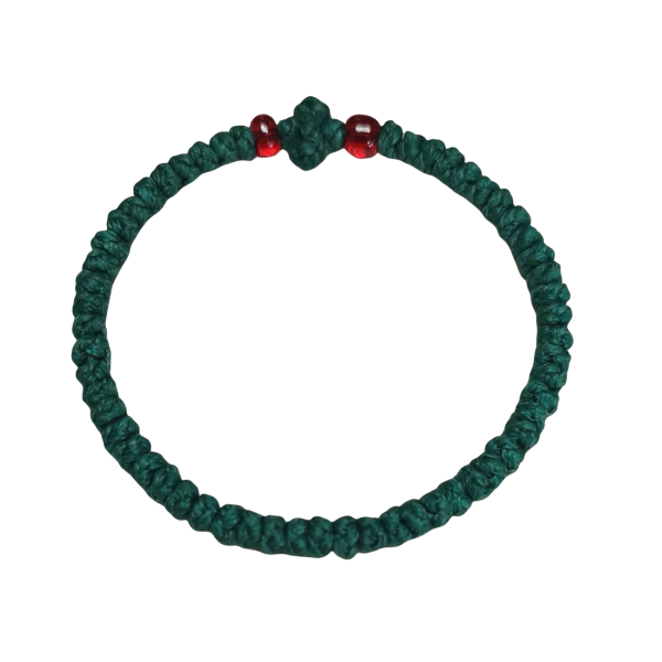 Factory Custom Orthodox Prayer Rope Bracelet for Kids, Brojanica, Komboskini, Chotki, Thin Waxed Thread Prayer Rope Bracelets green and red  beads