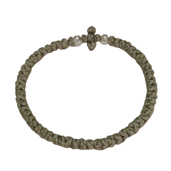 Factory Custom Orthodox Prayer Rope Bracelet for Kids, Brojanica, Komboskini, Chotki, Thin Waxed Thread Prayer Rope Bracelets gray and lucency beads