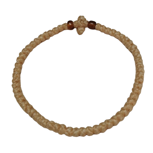 Factory Custom Orthodox Prayer Rope Bracelet for Kids, Brojanica, Komboskini, Chotki, Thin Waxed Thread Prayer Rope Bracelets khaki and lucency beads (复制)