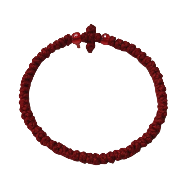 Factory Custom Orthodox Prayer Rope Bracelet for Kids, Brojanica, Komboskini, Chotki, Thin Waxed Thread Prayer Rope Bracelets red and red beads