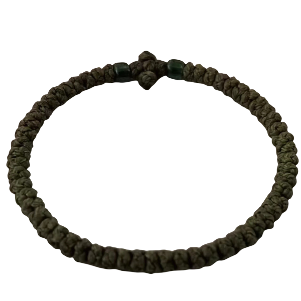 Factory Custom Orthodox Prayer Rope Bracelet for Kids, Brojanica, Komboskini, Chotki, Thin Waxed Thread Prayer Rope Bracelets Light army green and army green beads