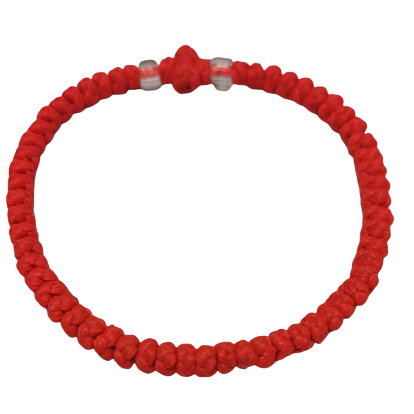 Factory Custom Orthodox Prayer Rope Bracelet for Kids, Brojanica, Komboskini, Chotki, Thin Waxed Thread Prayer Rope Bracelets red color and lucency beads