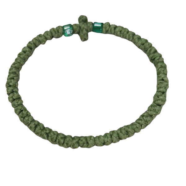 Factory Custom Orthodox Prayer Rope Bracelet for Kids, Brojanica, Komboskini, Chotki, Thin Waxed Thread Prayer Rope Bracelets green color and green beads
