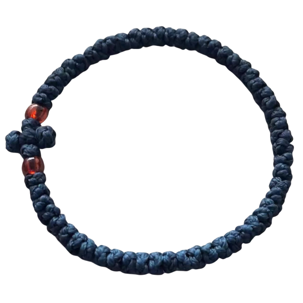Factory Custom Orthodox Prayer Rope Bracelet for Kids, Brojanica, Komboskini, Chotki, Thin Waxed Thread Prayer Rope Bracelets black color and red beads