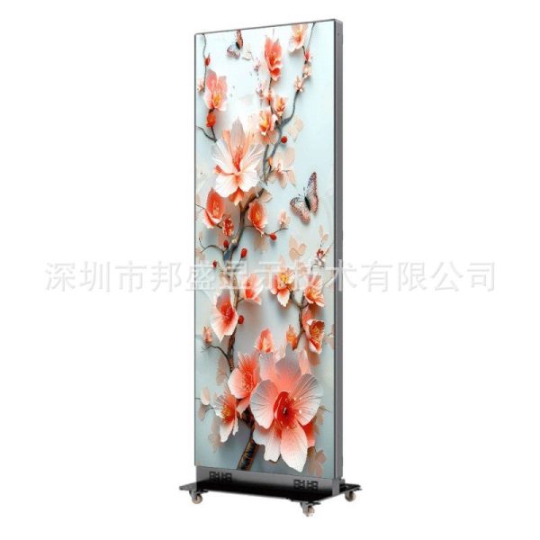 Customized new indoor high-definition full-co or LED display screen, foldable with wheels, mobile vertical advertising machine.