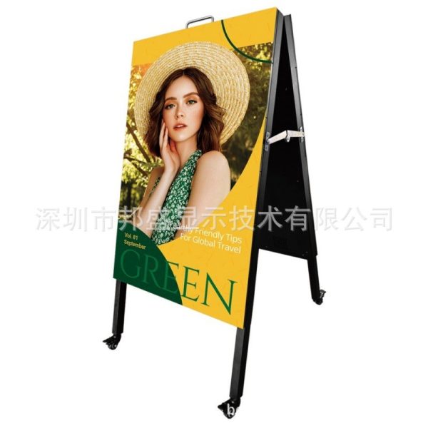 Electronic water sign, hotel and shopping mall promotional welcome stand-up advertising machine, movable full-color LED display screen