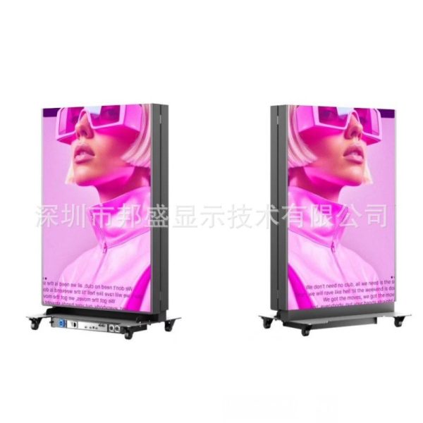 Customized indoor full-color LED display screen, portable folding poster screen, multi-functional standing advertising machine for publicity
