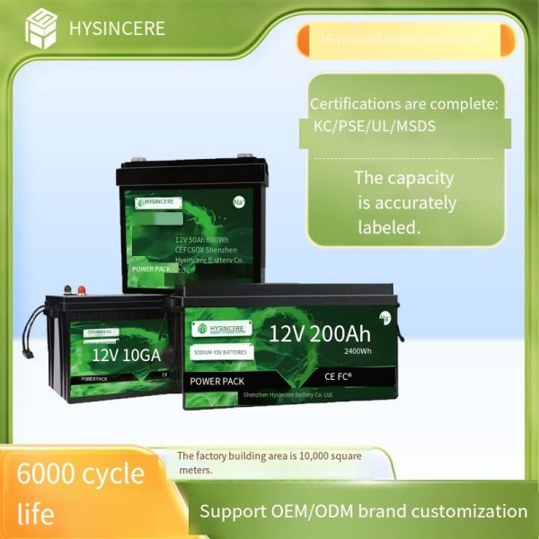 Factory direct sale. 12V 50Ah, 100Ah, 200Ah, 3000-cycle sodium-ion automotive starting batteries. Minimum order quantity: 20 pieces.
